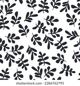 monochrome botanical seamless pattern. Exotic abstract plant. Tropical pattern, leaves seamless vector floral background.