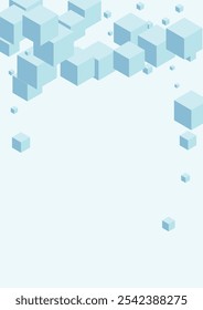 Monochrome Box Background Blue Vector. Square Digital Illustration. White Cube Geometry Card. Gift Texture. Blue-gray Effect Geometric.