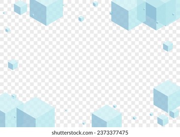 Image Vectorielle Transparente, Arrière-Plan Coffret Monochrome. Texture Cubique 3d. Conception De Particules Géométriques Grise. Définir la carte. Blocage Vide Bleu.