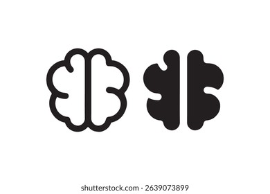 Monochrome brain icons: left and right hemisphere symbolism.