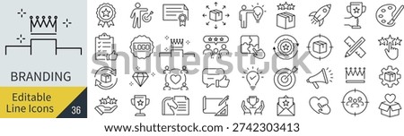 Monochrome Branding Line Icon Set – Vector Outline Business Identity Collection