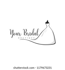 Monochrome Bridal Boutique Logo, Sign, Icon, Mannequin, Fashion, Beautiful Bride, Vector Design