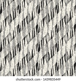 Monochrome Broken Diagonal Striped Washed Effect Textured Background. Seamless Pattern.