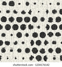 Monochrome Broken Dots Brushed Textured Background. Seamless Pattern.