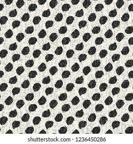 Monochrome Broken Dots Brushed Textured Background. Seamless Pattern.