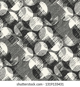 Monochrome Broken Dots Distressed Textured Graphic Motif. Seamless Pattern.