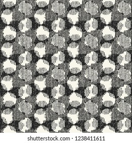 Monochrome Broken Dots Variegated Stroke Textured Background. Seamless Pattern.