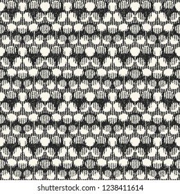 Monochrome Broken Dots Variegated Stroke Textured Background. Seamless Pattern.