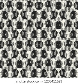 Monochrome Broken Dots Variegated Stroke Textured Background. Seamless Pattern.