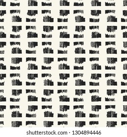 Monochrome Broken Elements Ikat Graphic Motif. Seamless Pattern.
