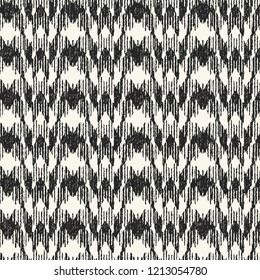 Monochrome Broken Geometric Motif Variegated Textured Background. Seamless Pattern.