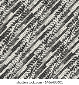 Monochrome Broken Geometric Woven Effect Textured Background. Seamless Pattern.