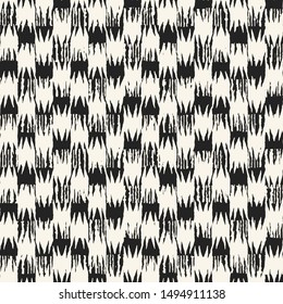 Monochrome Broken Hounds Tooth Checked Graphic Motif. Seamless Pattern.