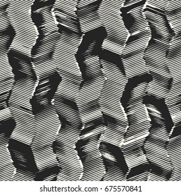 Monochrome Broken Striped Block Pattern