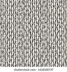 Monochrome Broken Striped Crumpled Effect Textured Background. Seamless Pattern.