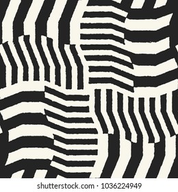 Monochrome Broken Striped Textured Bold Check Pattern