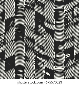 Monochrome Broken Striped Wave Pattern