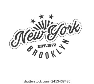 Monochrome Brooklyn, New York emblem, patch, t-shirt graphics, typography