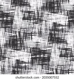 Monochrome Brushed Canvas Textured Checked Pattern