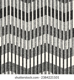 Monochrome Brushed Dashed Textured Chevron Pattern