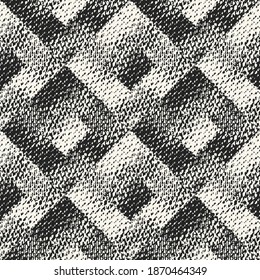 Monochrome Brushed Distressed Textured Checked Pattern