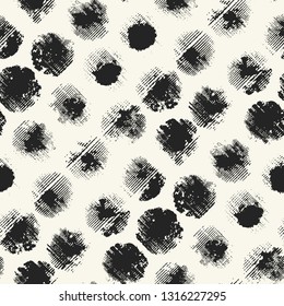 Monochrome Brushed Dots Graphic Motif. Seamless Pattern.