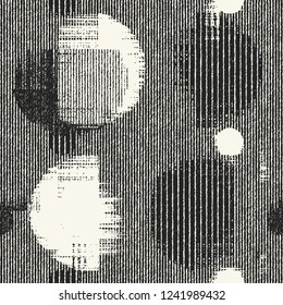 Monochrome Brushed Dots Variegated Stroke Textured Background. Seamless Pattern.