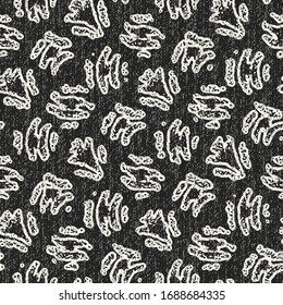 Monochrome Brushed Organic Elements Textured Pattern.