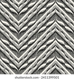 Monochrome Brushed Ornate Chevron Pattern