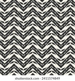 Monochrome Brushed Ornate Chevron Pattern