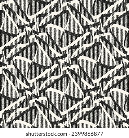 Monochrome Brushed Ornate Folk Graphic Motif Textured Pattern