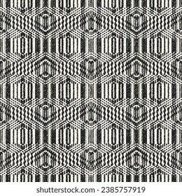 Monochrome Brushed Ornate Geometric Pattern