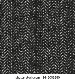 Monochrome Brushed Striped Herringbone Stroke Textured Background. Seamless Pattern.