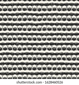 Monochrome Brushed Strokes  Textured Stripred Ikat Pattern.