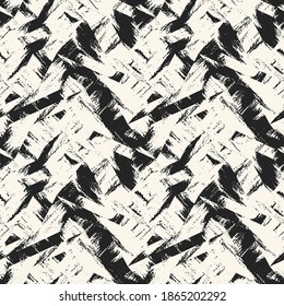 Monochrome Brushed Textured Broken Geometric Seamless Pattern