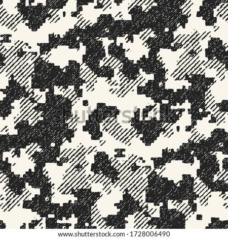 Monochrome Brushed Textured Camouflage Pattern