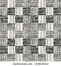Monochrome Brushed Textured Checked Pattern