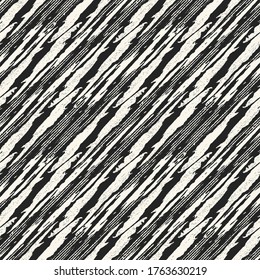 Monochrome Brushed Textured Diagonal Broken Striped Pattern 