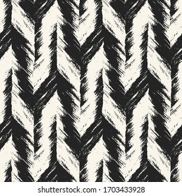 Monochrome Brushed Textured Herringbone Pattern