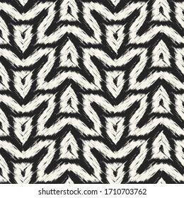 Monochrome Brushed Textured Ornamental Geometrical Pattern
