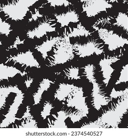 Monochrome brushstrokes seamless vector pattern background. Black white wicker effect backdrop. Painterly grunge style. Rattan, weave with overlapping elements. For packaging, business