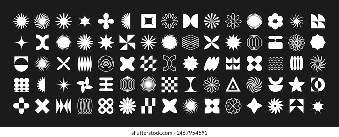 Monochrome brutalist abstract shapes set for swiss simple design. Bauhaus aesthetic for trendy geometric modern posters.