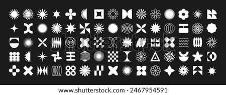 Monochrome brutalist abstract shapes set for swiss simple design. Bauhaus aesthetic for trendy geometric modern posters.