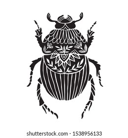 Monochrome bug print design for poster or t-shirt. Vector ornamented bug isolated on the white background. Hand-drawn illustration.