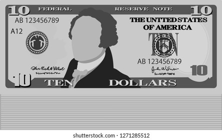 Monochrome Bunch of 10 US dollar banknote