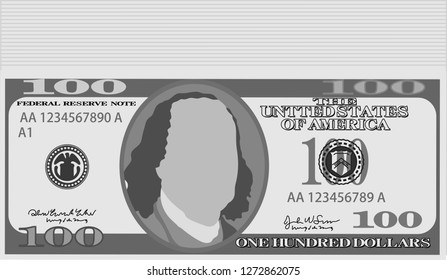 Monochrome Bunch of 100 US dollar banknote