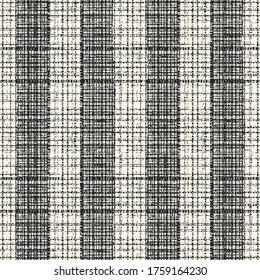 Monochrome Burlap Textured Distressed Striped Background. Seamless Pattern.