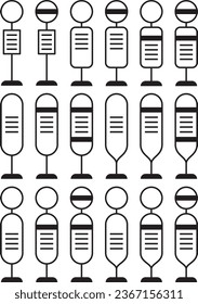 Monochrome bus stop vector icon set