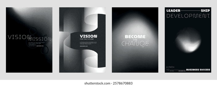 Monochrome business abstract poster. Modern abstract business poster template set. Black and white monochrome template design. Set of modern vector poster templates, black gradient design