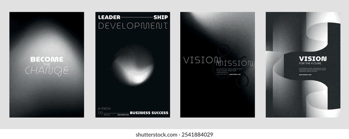 Monochrome business vector template posters. Modern abstract business poster template set. Black and white monochrome template design. Set of modern vector poster templates, black gradient design